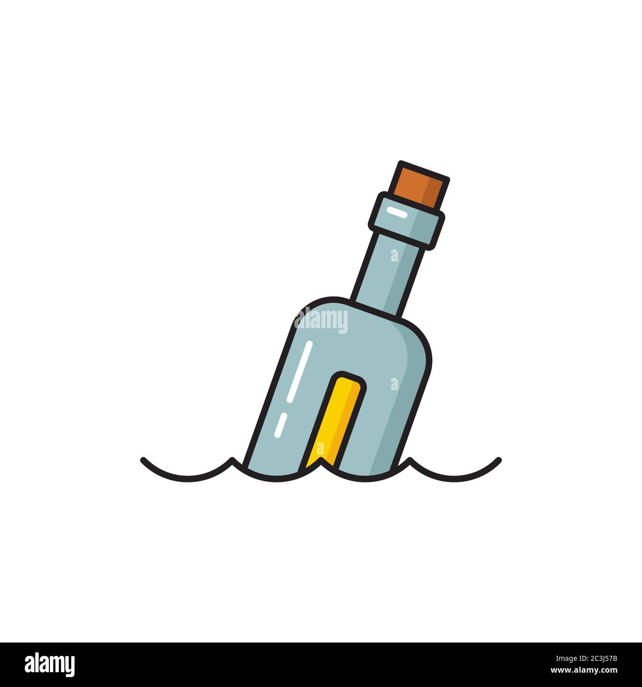 Message in the bottle vector icon symbol isolated on white background Stock Vector