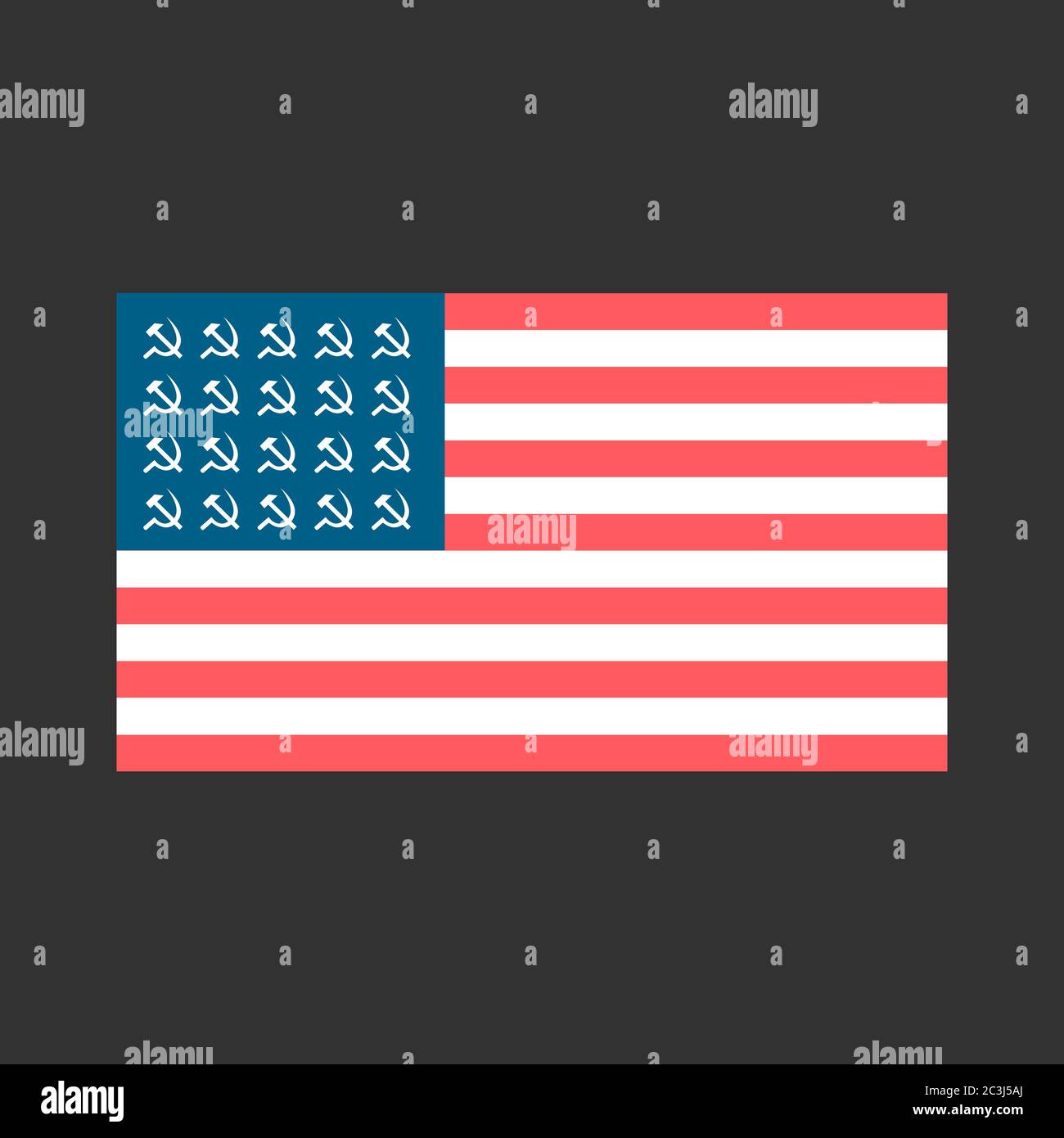 Socialist flag of the USA with hammers and sickles Stock Vector