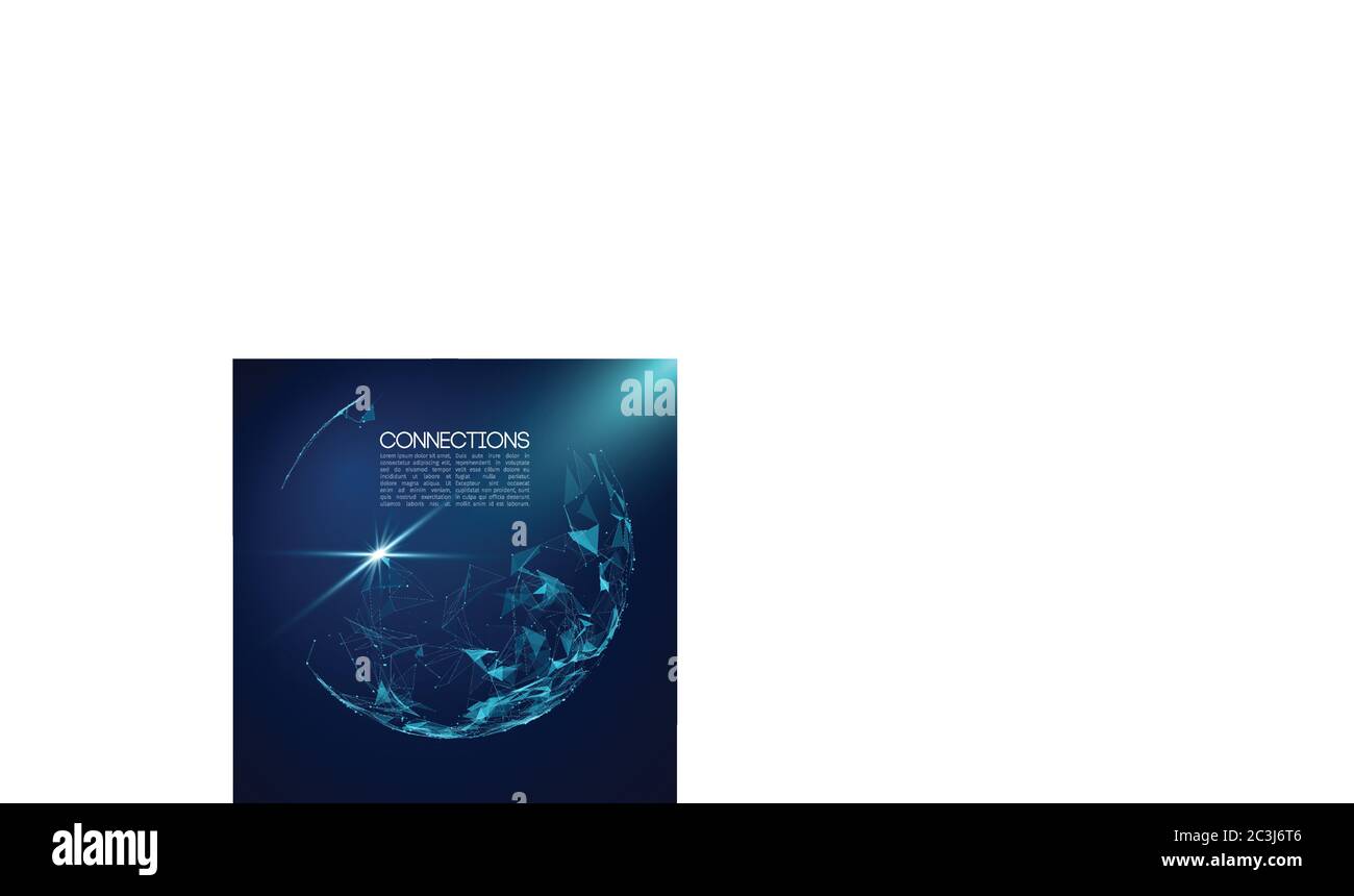 Network connection concept blue vector illustration. Futuristic hexagon perspective wide angle lanscape. Futuristic honeycomb concept. 3d landscape Stock Vector