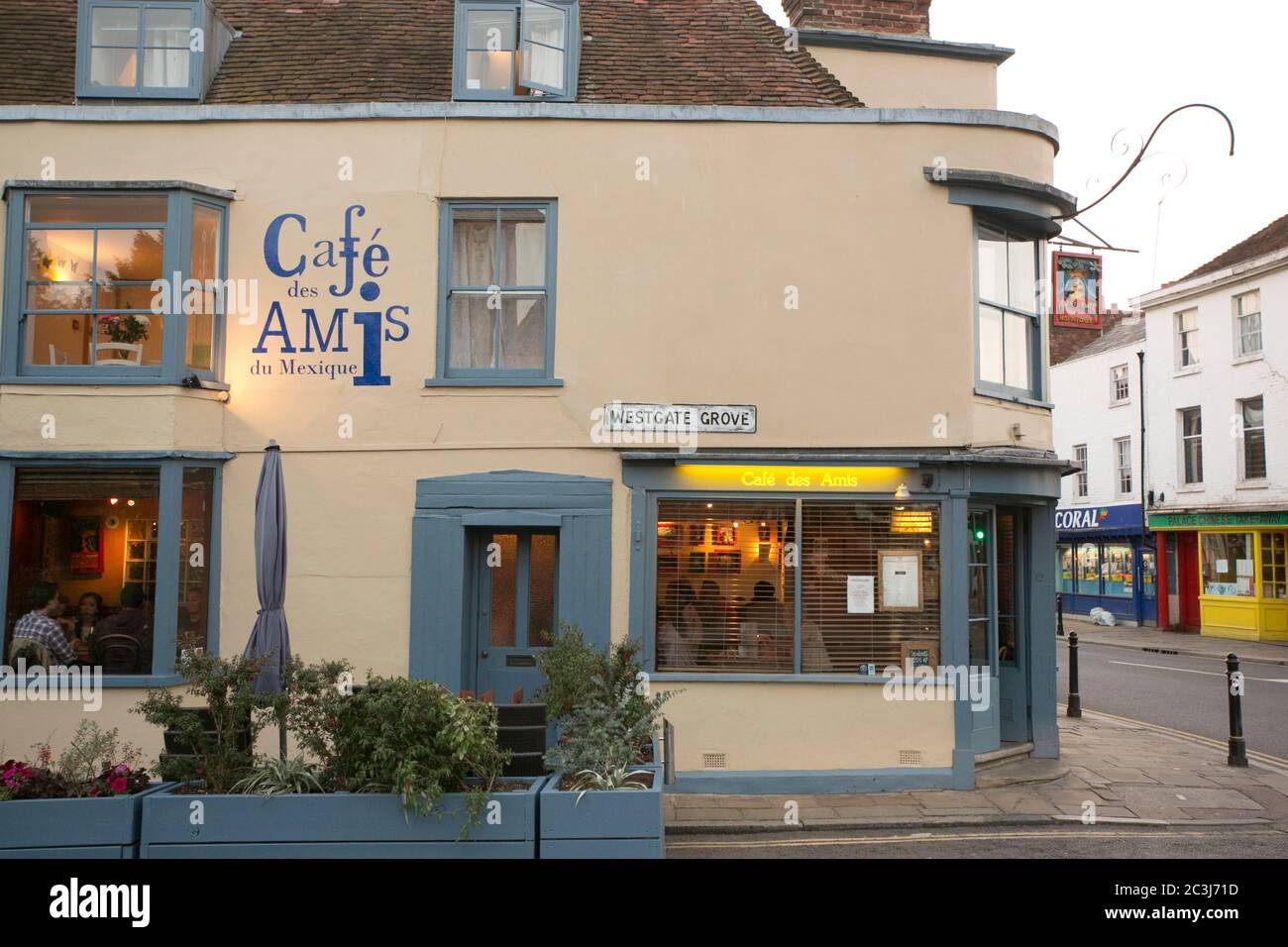 The Mexican restaurant Café des Amis on Saint Dustin's Street in Canterbury, Kent. Stock Photo