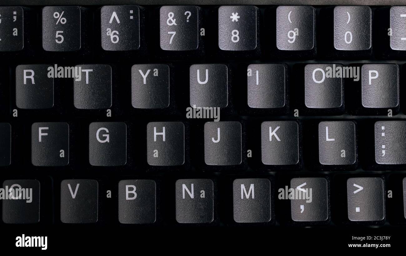 Black computer keyboard keys close up, background Stock Photo