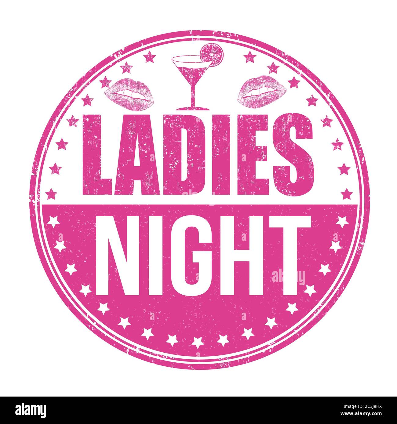Illustration of a Ladies night sign stamp isolated on a white