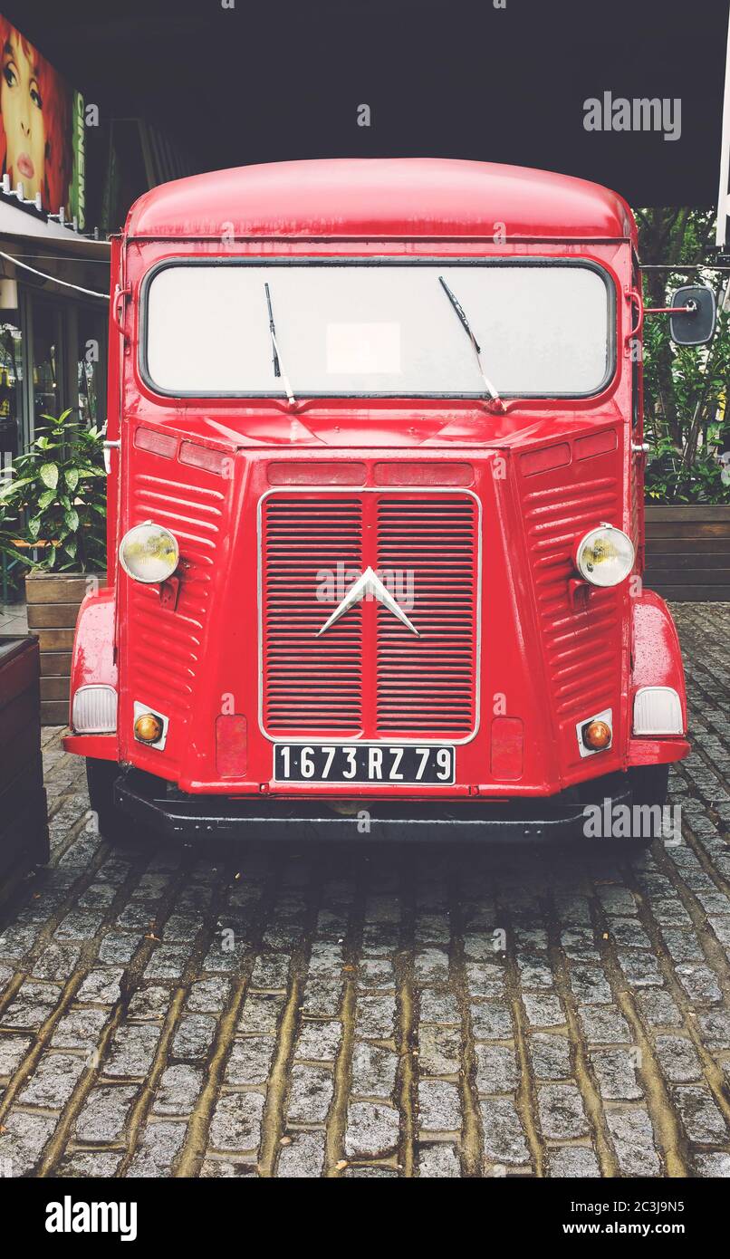 London, UK - 29 Sept 2016: Restored H-type Citroen delivery van parked on the South Bank of the Thames in London, UK. Mid 20th Century vintage vehicle Stock Photo
