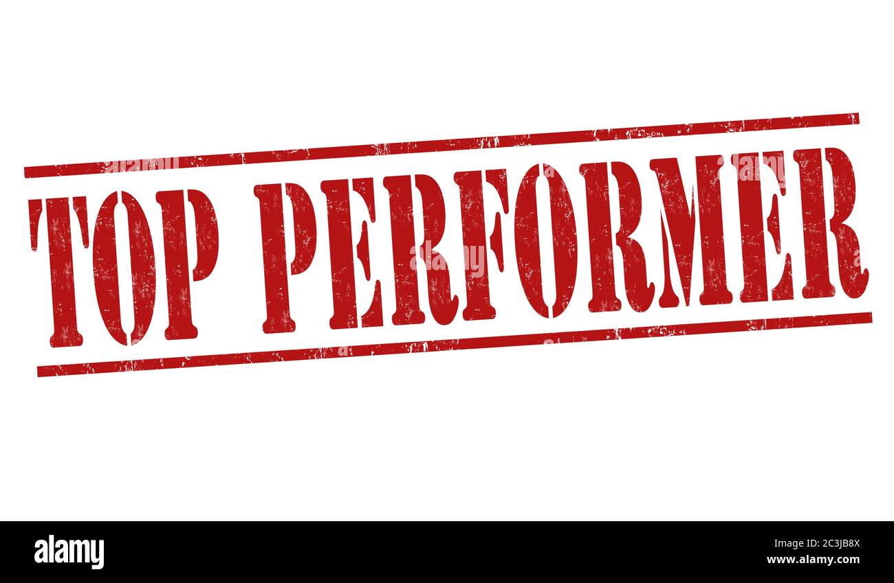 Illustration of a red sign saying "top performer" isolated on a white