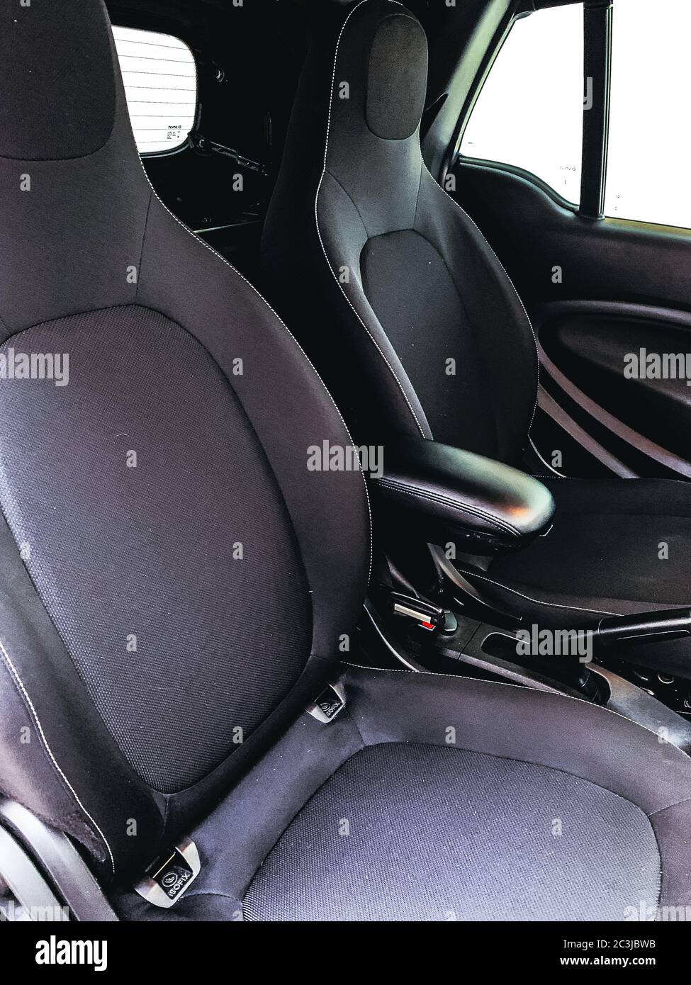 Vertical high angle shot of a black and grey interior of a car Stock ...