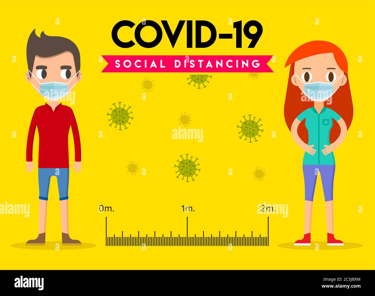 Social distancing, keep distance in public people society to protect from COVID-19. Coronavirus Outbreak. Stock Vector