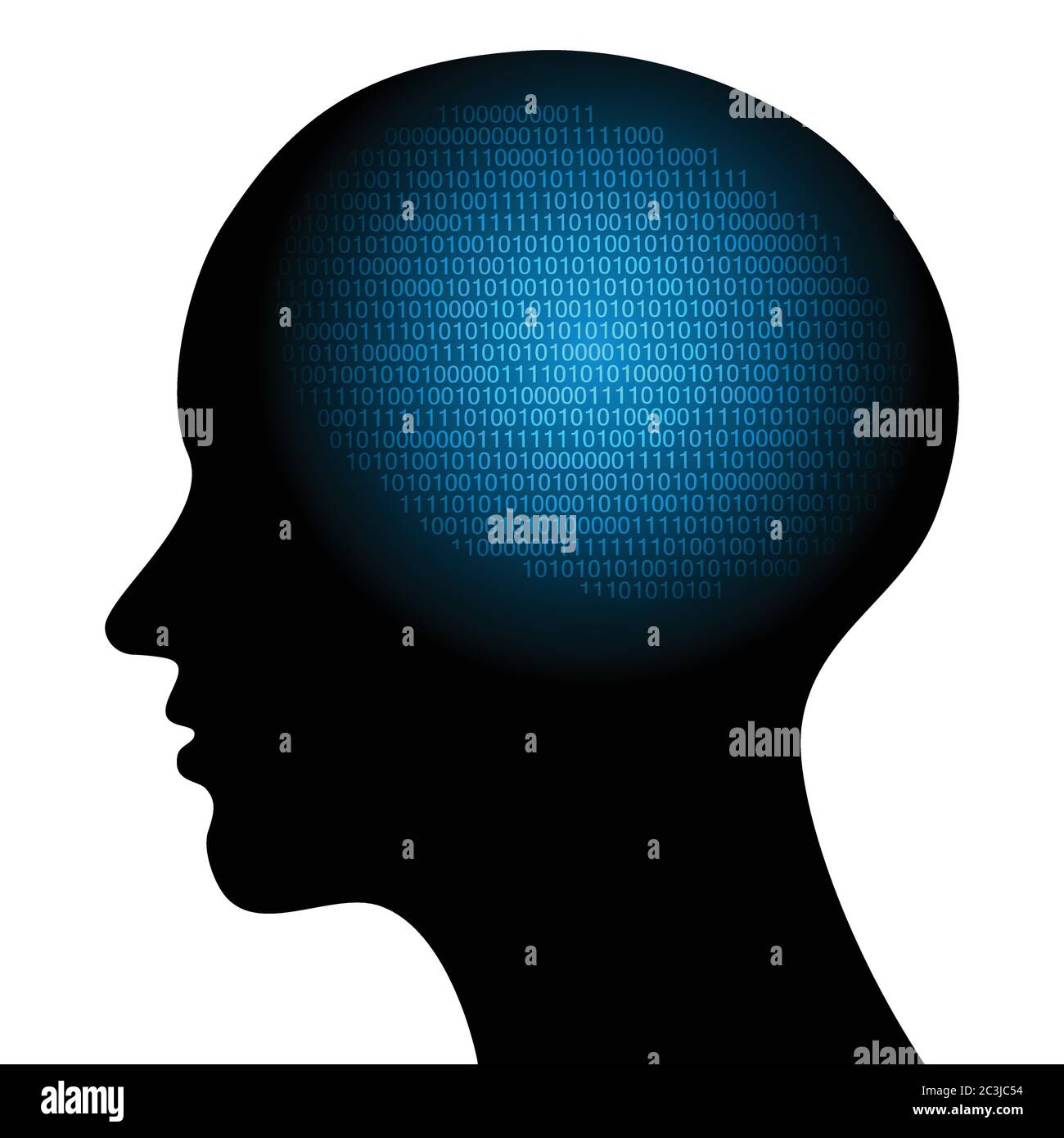 Profile head with with binary code, Abstract hi-tech vector ...