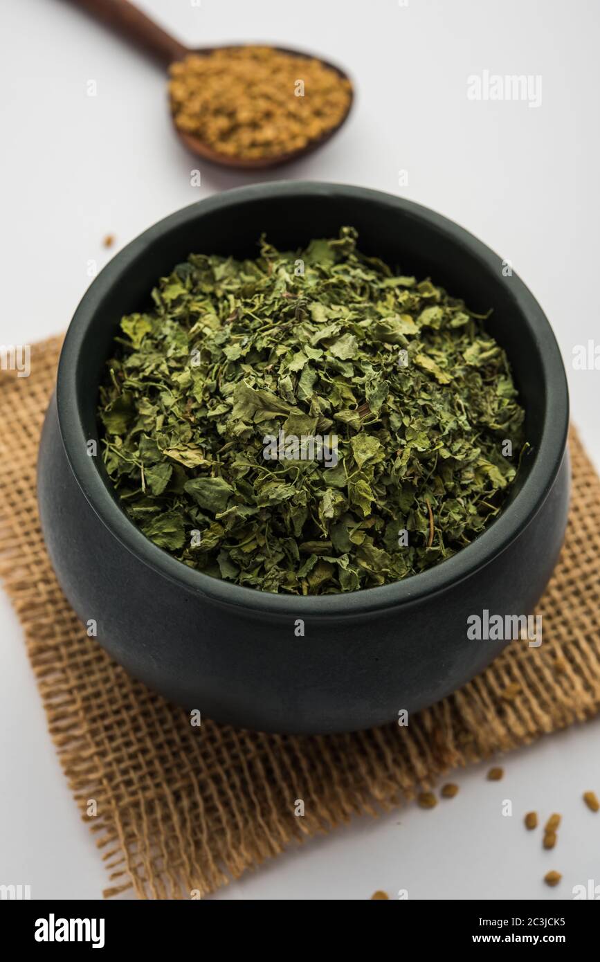 Kasoori Methi also known as Kasuri Methi or Dried Fenugreek Leaves