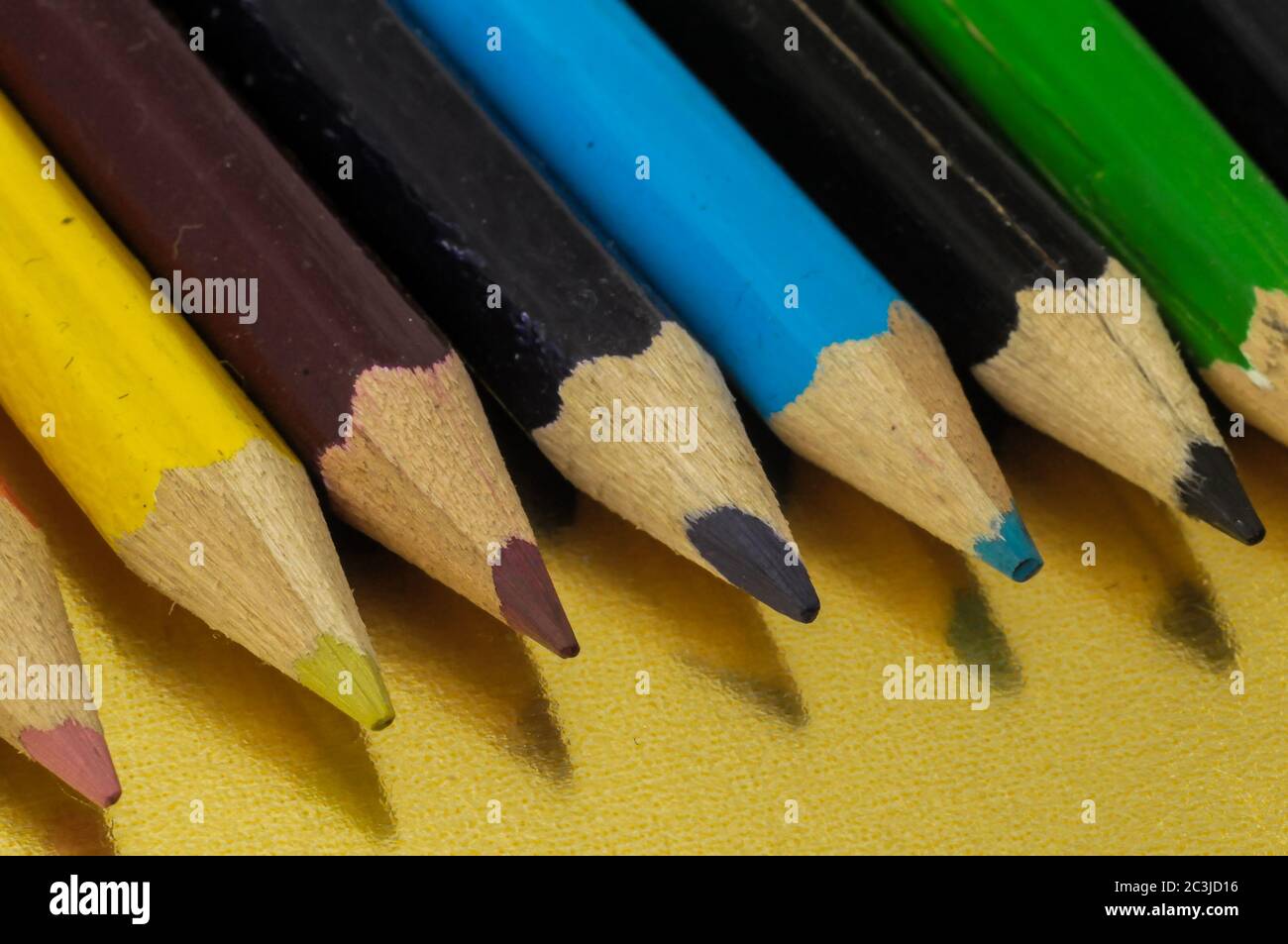 New Pencils Textured Set on a Colored Background Stock Photo
