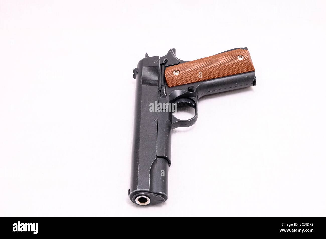 Black semi automatic Handgun on white background Stock Photo - Alamy
