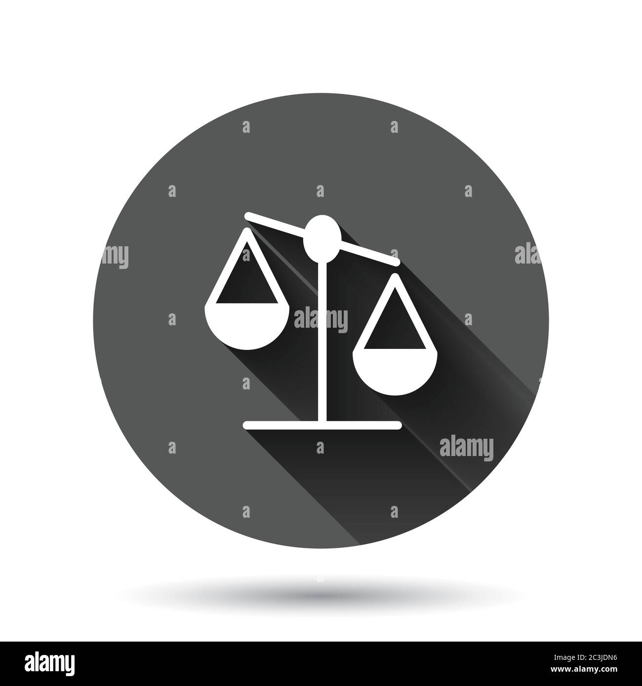 Scale balance icon in flat style. Justice vector illustration on black ...