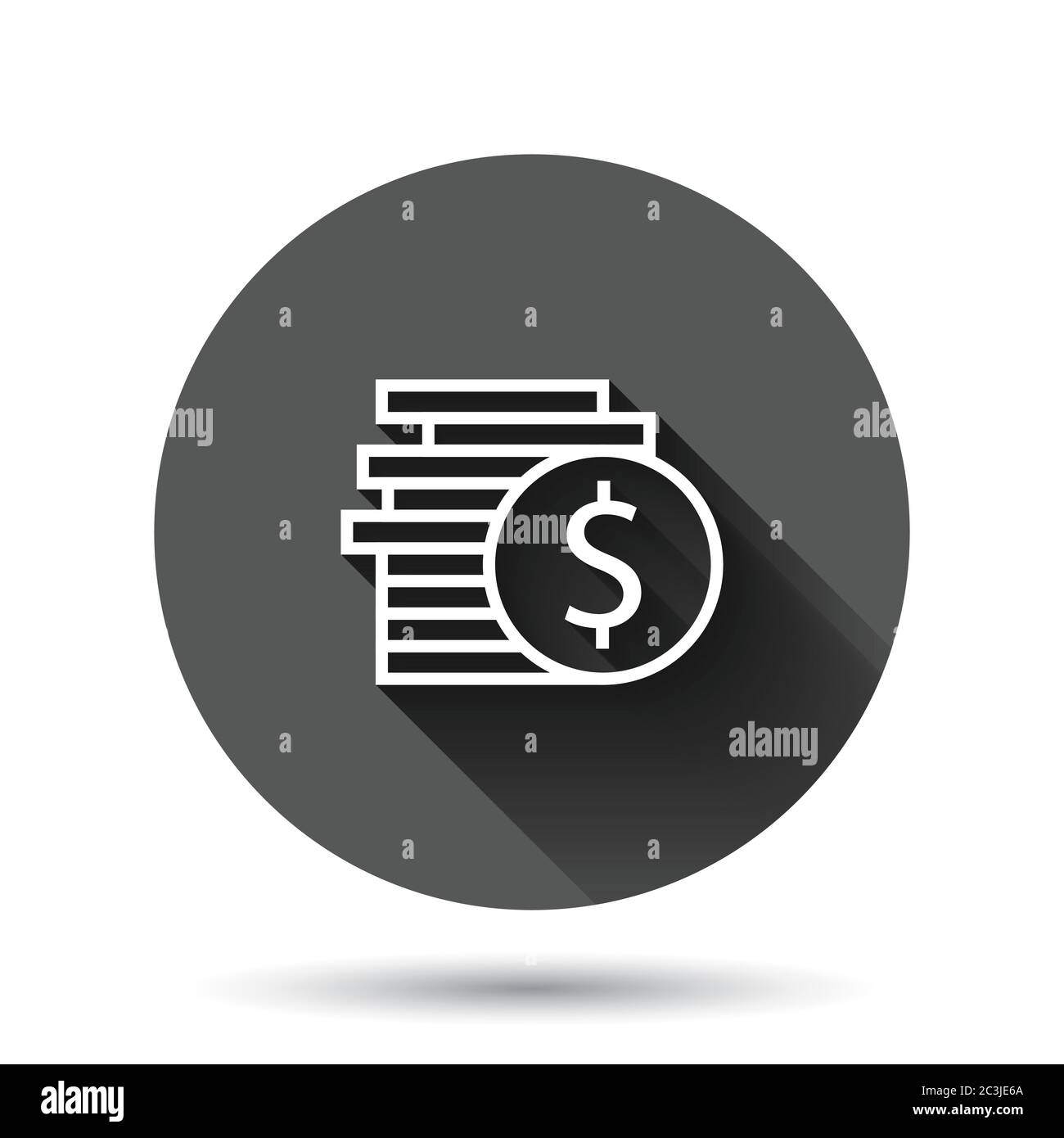 Coins stack icon in flat style. Dollar coin vector illustration on ...