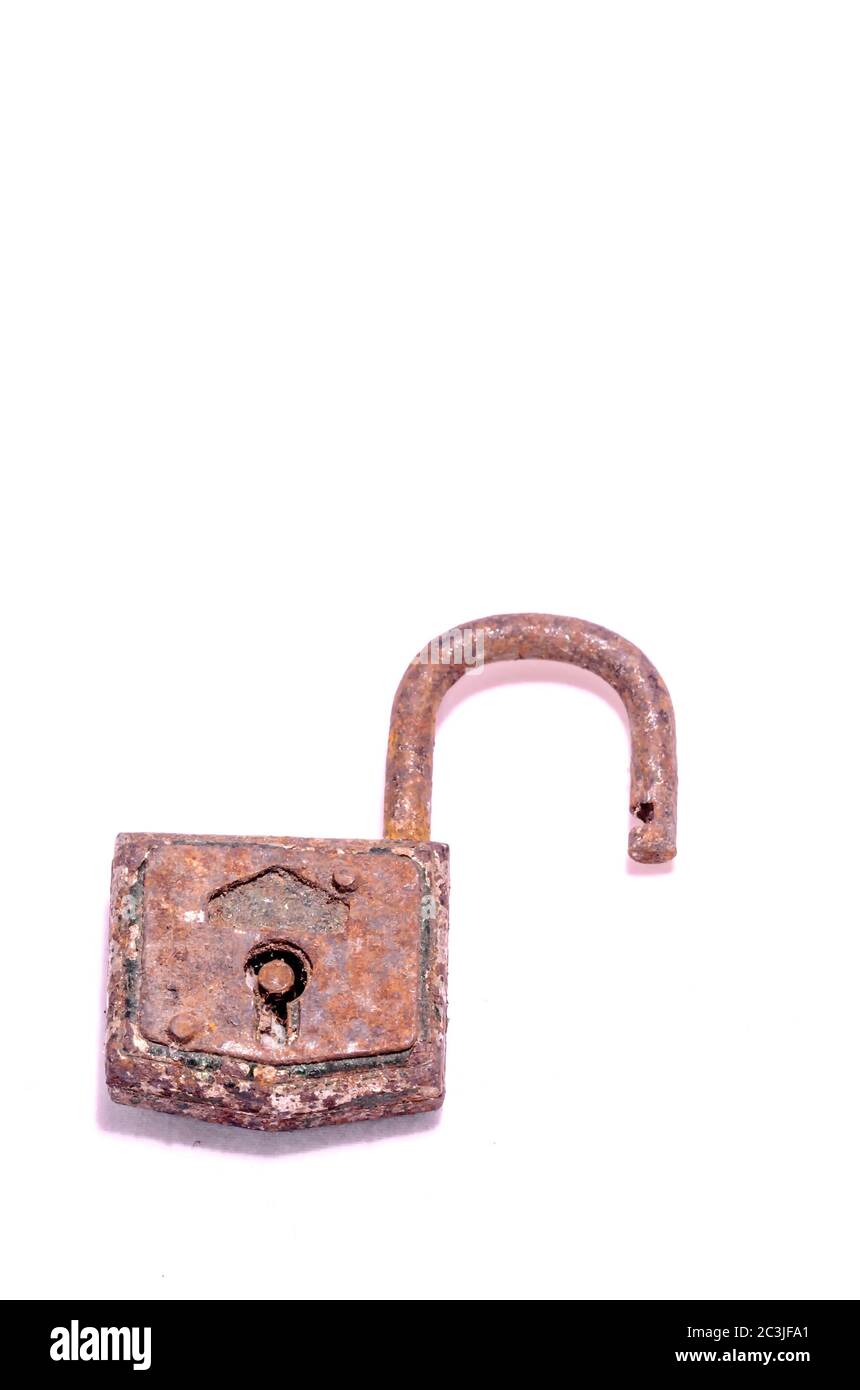 Old Antique Vintage Padlock on a White Background Stock Photo - Alamy