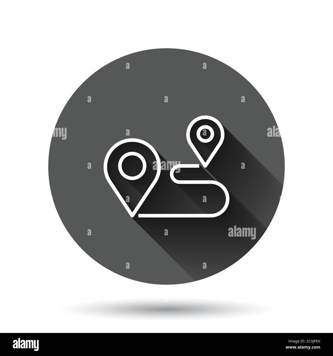 Map pin icon in flat style. GPS navigation vector illustration on black ...