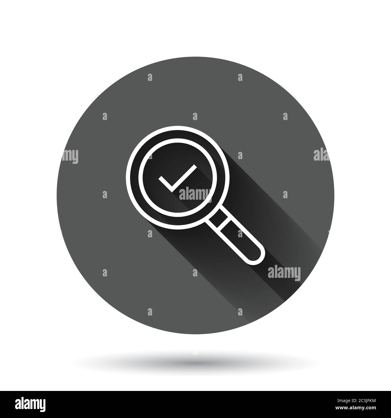 Check mark with magnifying glass icon in flat style. Loupe accept ...