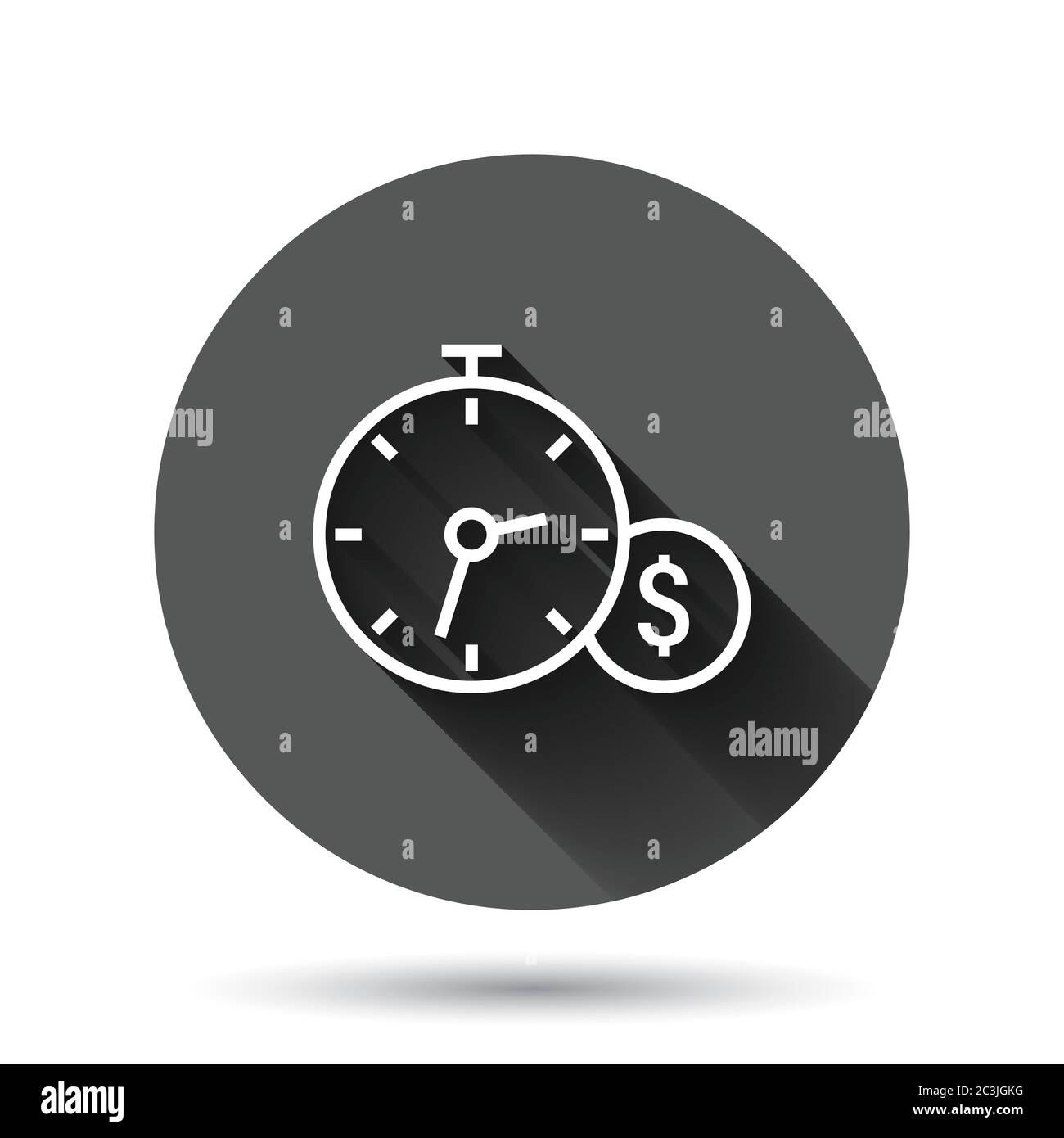 Time is money icon in flat style. Clock with dollar vector illustration ...