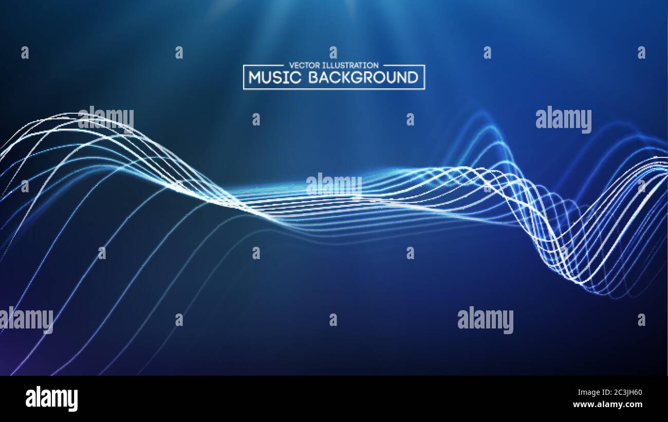 Abstract blue music wave background. Big Data sound wave vector