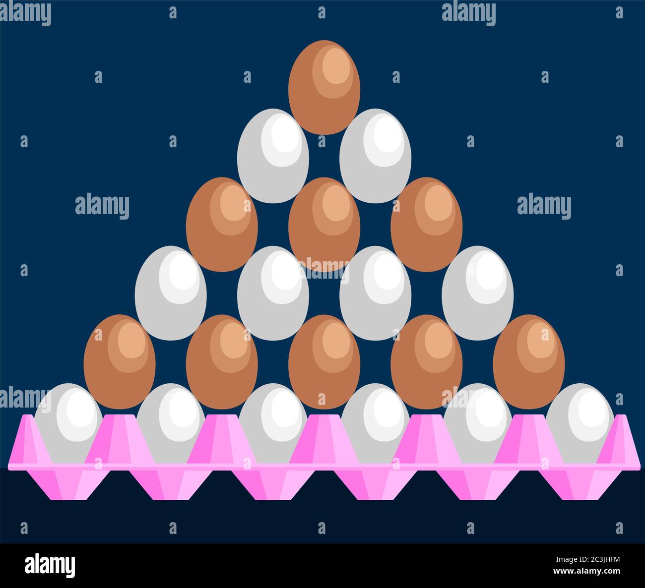 Eggs Stacked in Pyramidal Shape on Tray Icon Vector Illustration Stock Vector