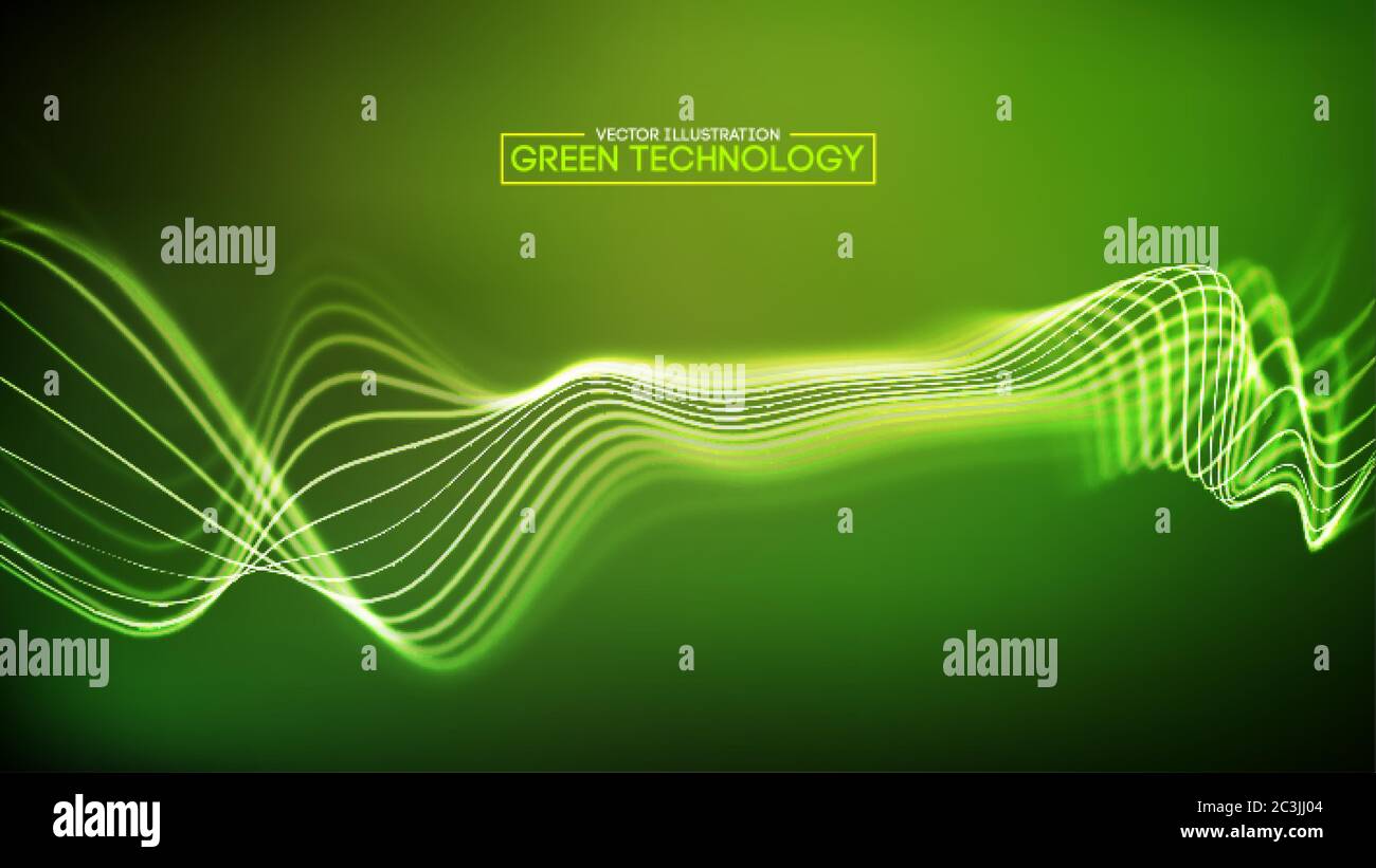 Green technology background. Big data cyber computer ecology abstract background for web. Ecologic energy switch to better sources. Futuristic energy Stock Vector
