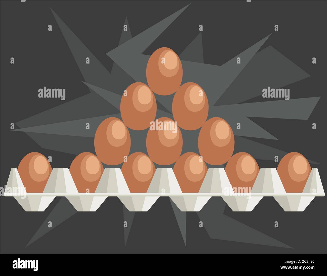 Eggs Stacked in Pyramidal Shape on Tray Icon Vector Illustration Stock Vector