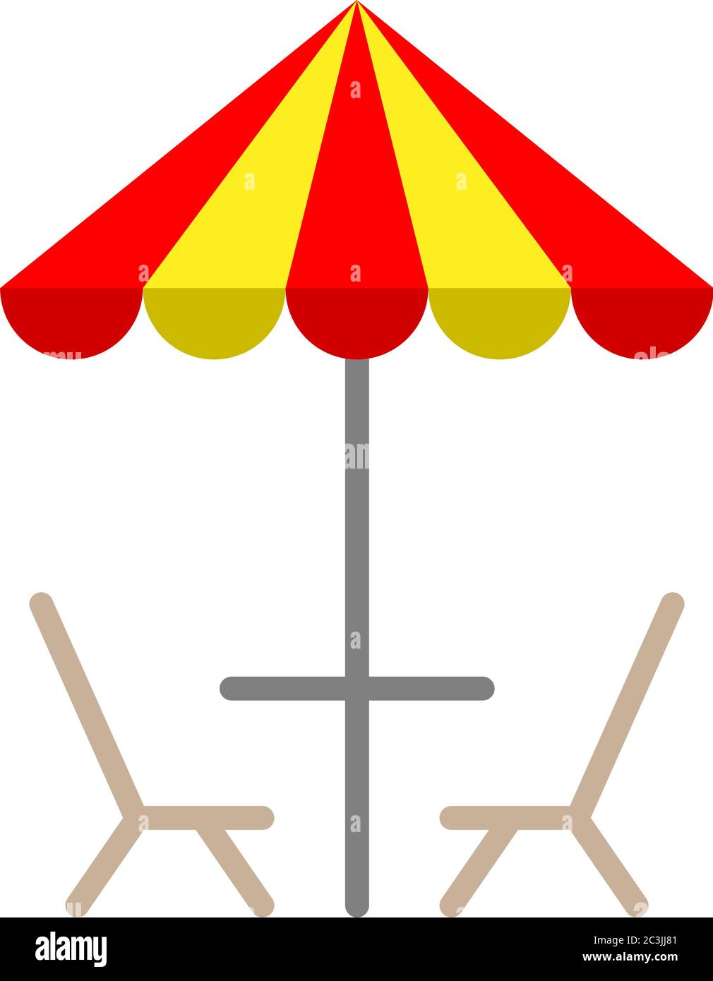 Table Chair Under Umbrella Icon Vector Illustration Stock Vector