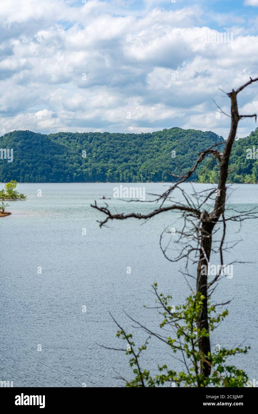 Kayaker on Cave Run Lake in Kentucky Stock Photo - Alamy