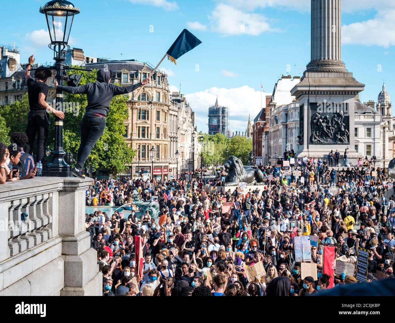 London, UK. 20th June, 2020. A peaceful protest takes place in