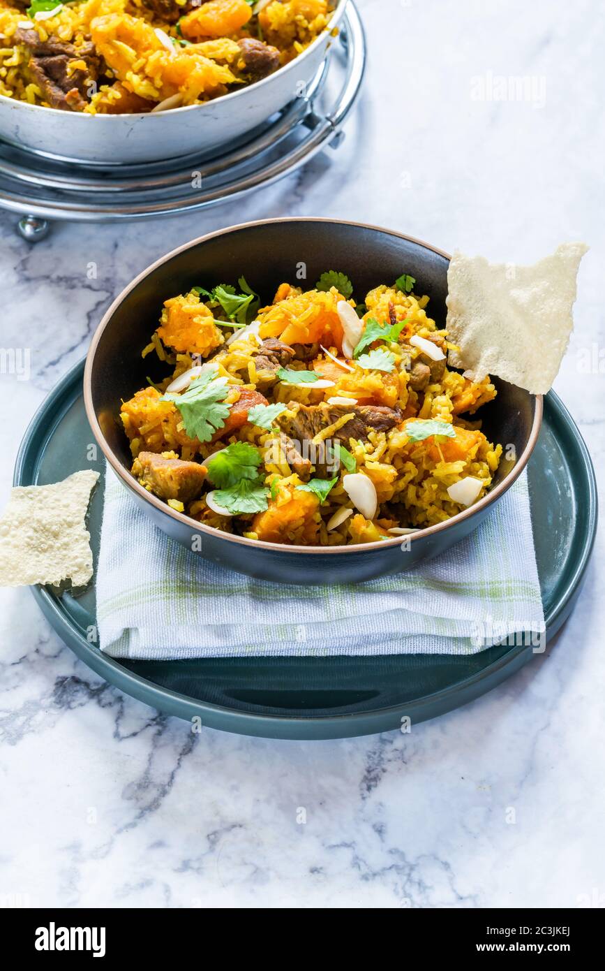 Lamb and apricot biryani with sweet potatoes Stock Photo Alamy