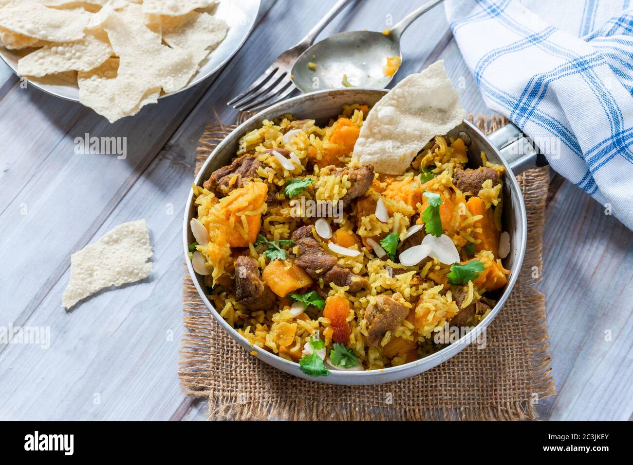 Lamb and apricot biryani with sweet potatoes Stock Photo Alamy