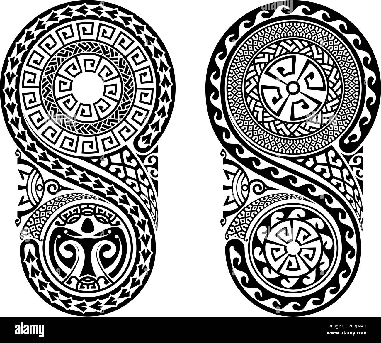 Half Sleeve Tribal Tattoo Vector Illustration Stock Vector