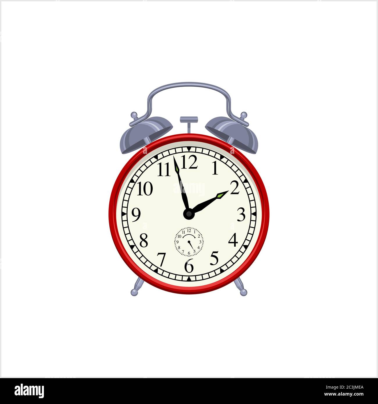 Alarm Clock Red, Flat Vector Illustration Stock Vector