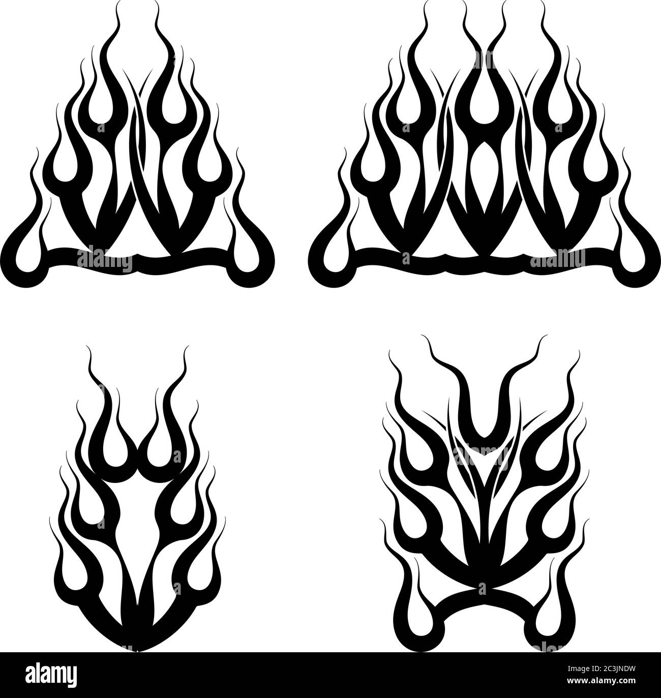 Fire tattoo vector set stock vector. Illustration of black - 77220036