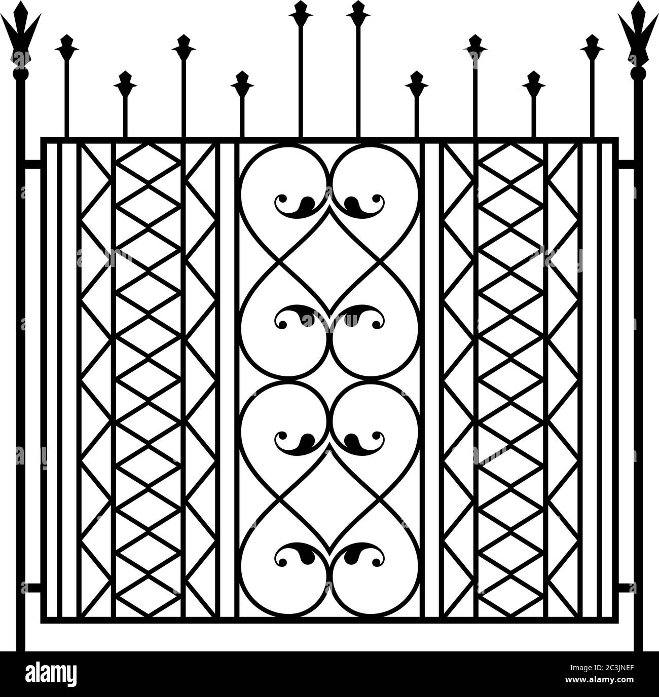 Wrought Iron Gate, Ornamental Design Vector Illustration Stock Vector