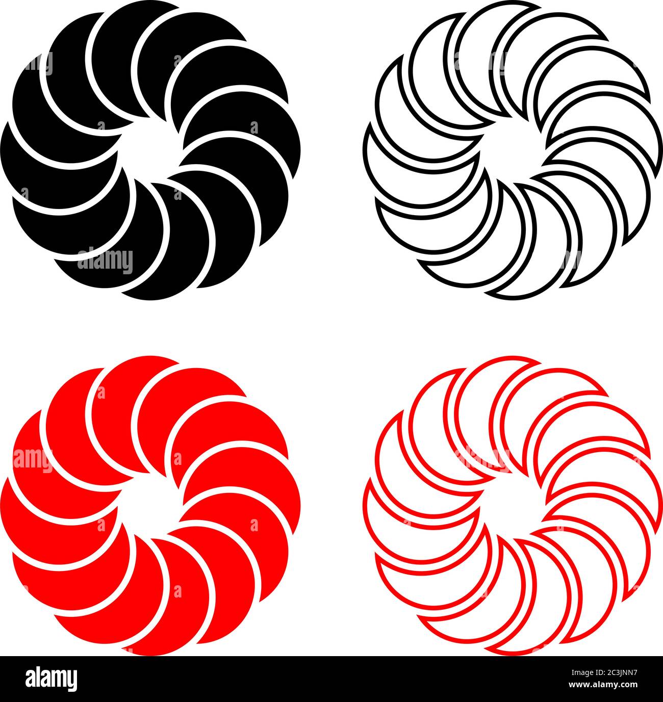 Geometric Shape Circle, Pinwheel Line Art Drawing Vector Art