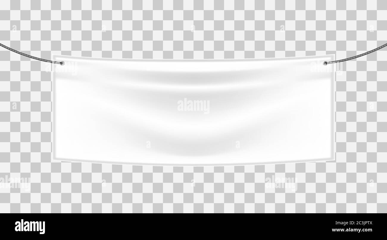 Hanging empty white cloth blank flag concept Vector Image