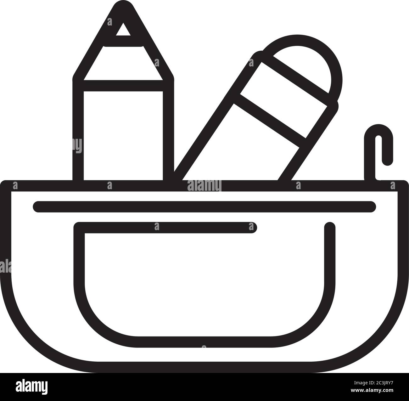 pencils in pencil case line style vector illustration design Stock ...