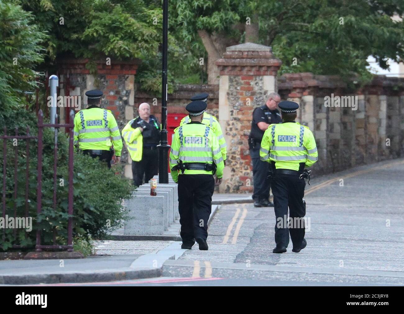 Police at Forbury Gardens in Reading town centre where they are responding to a "serious incident" Stock Photo