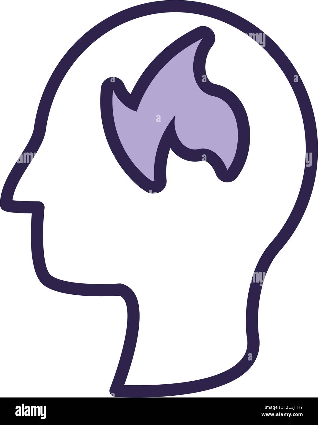 head human profile with fire flame line style icon vector illustration design Stock Vector