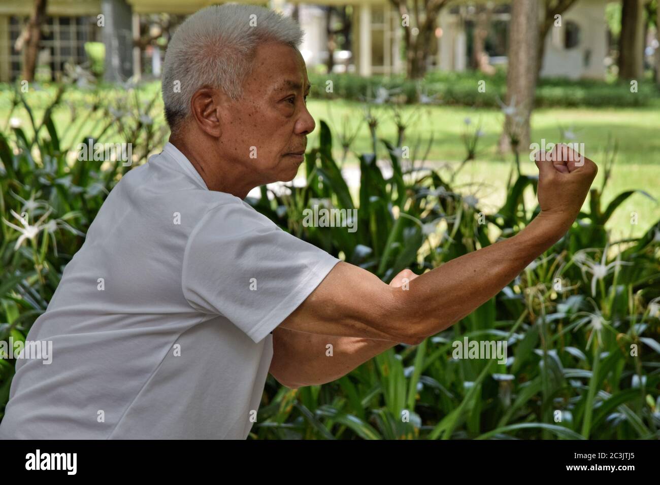 FOSHAN, CHINA CIRCA JUNE 2020 A Chinese Kungfu Grandmaster shows