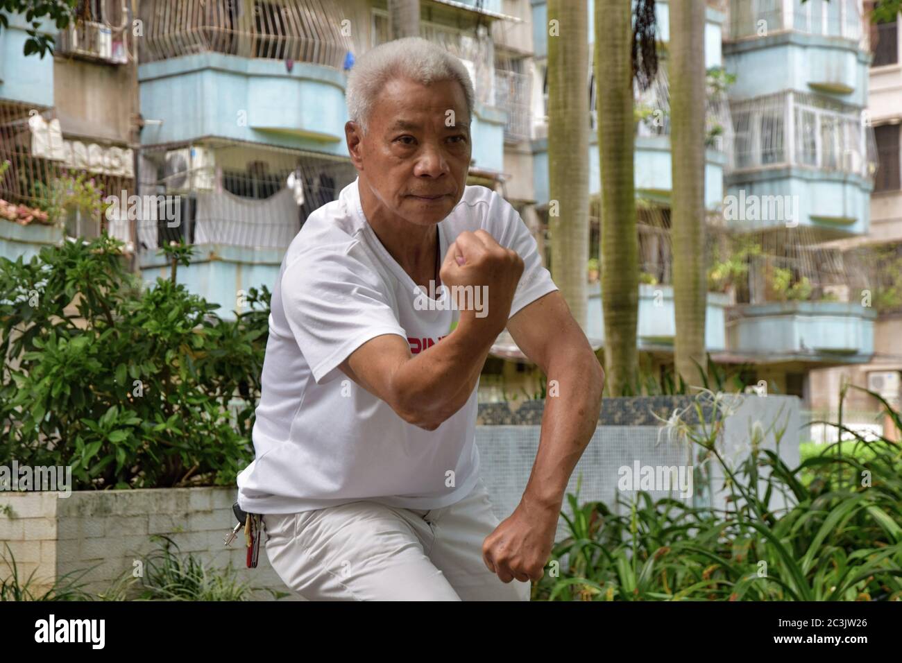 FOSHAN, CHINA CIRCA JUNE 2020 A Chinese Kungfu Grandmaster shows