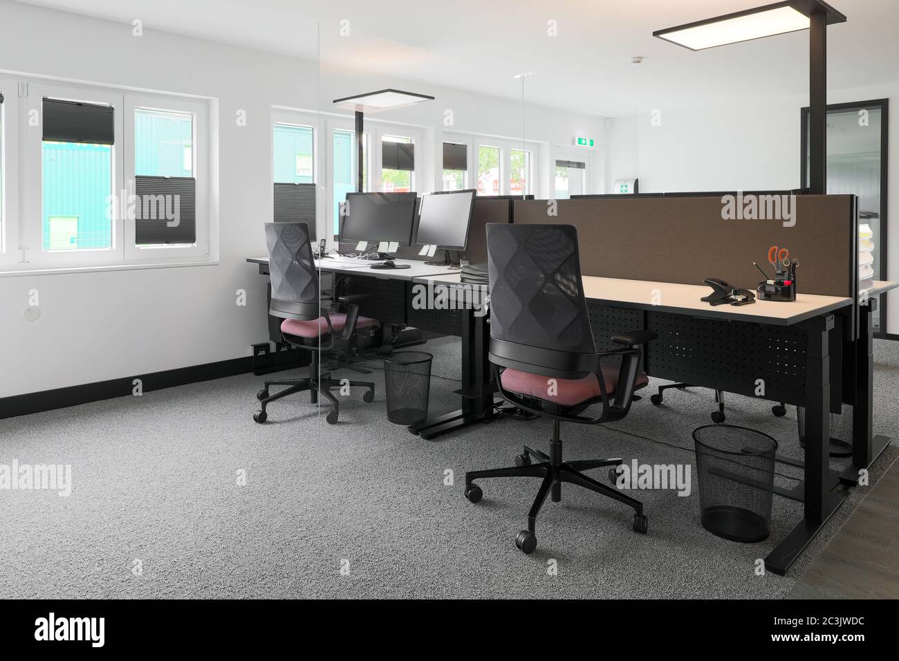 a modern equipped office workstation in an office building Stock Photo ...