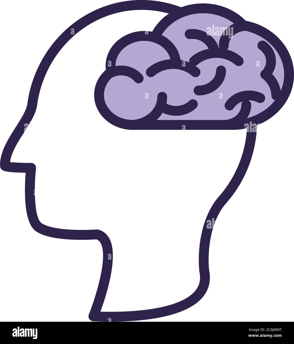 head human profile with brain line style icon vector illustration design Stock Vector