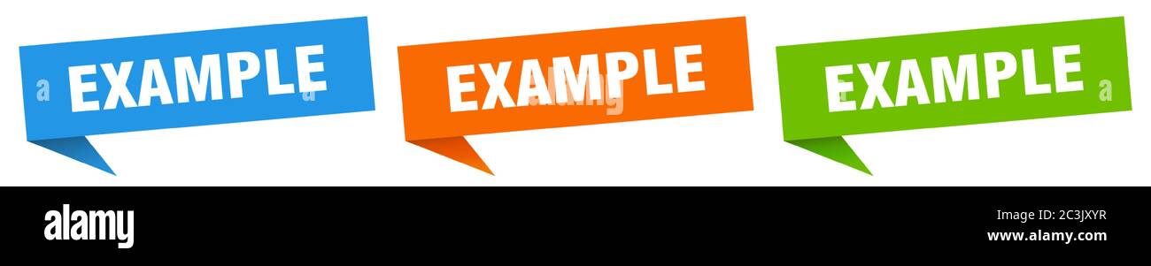 example banner. example speech bubble label set. example sign Stock Vector