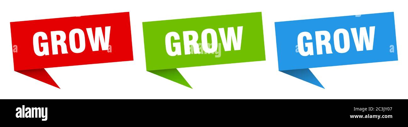 grow banner. grow speech bubble label set. grow sign Stock Vector Image ...
