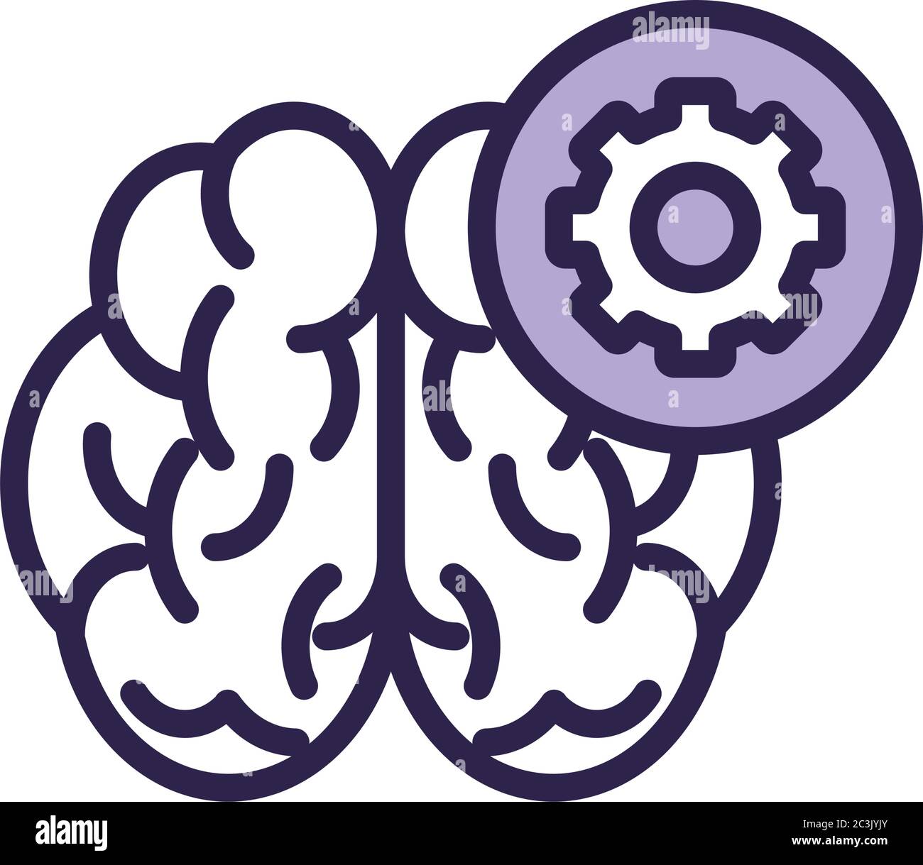 brain human with gear line style icon vector illustration design Stock ...
