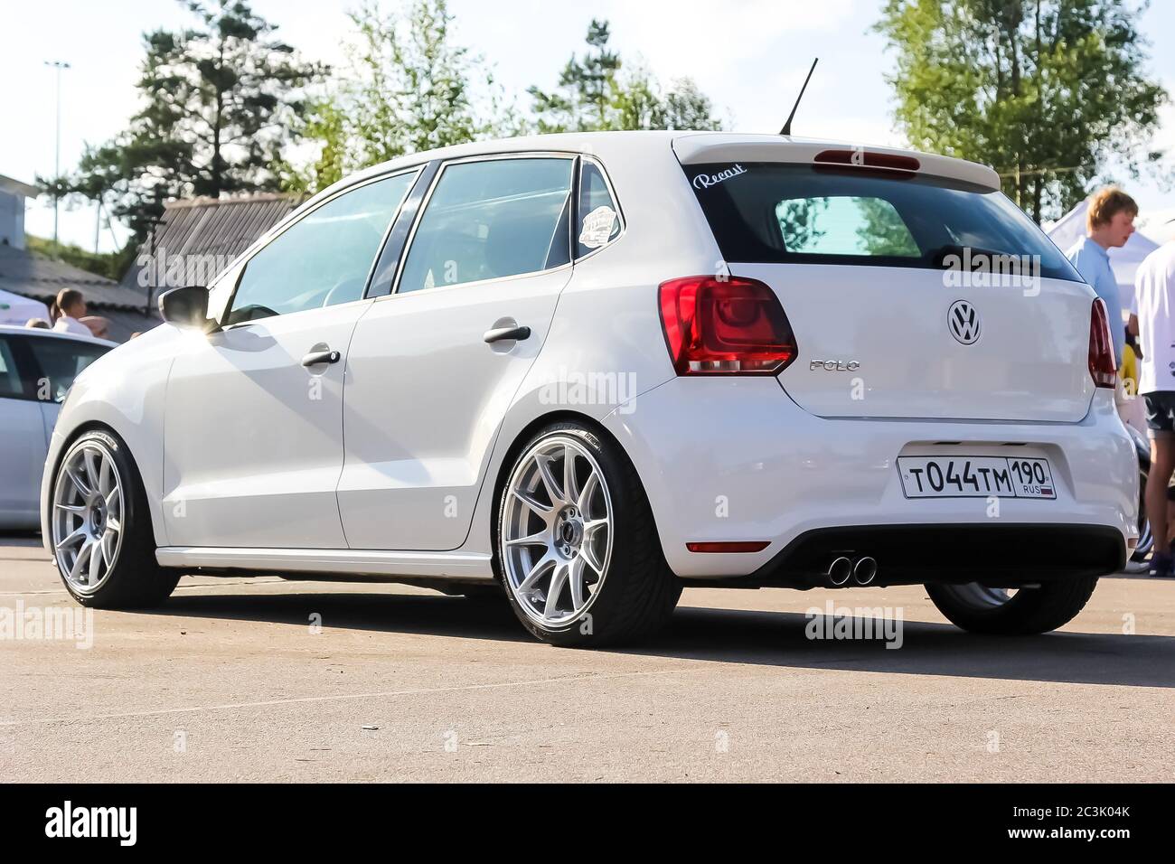 Moscow. Russia - May 20, 2019: White Volkswagen Polo mk5 Hatchback tuned  with alloy wheels XKR parked on the street Stock Photo - Alamy