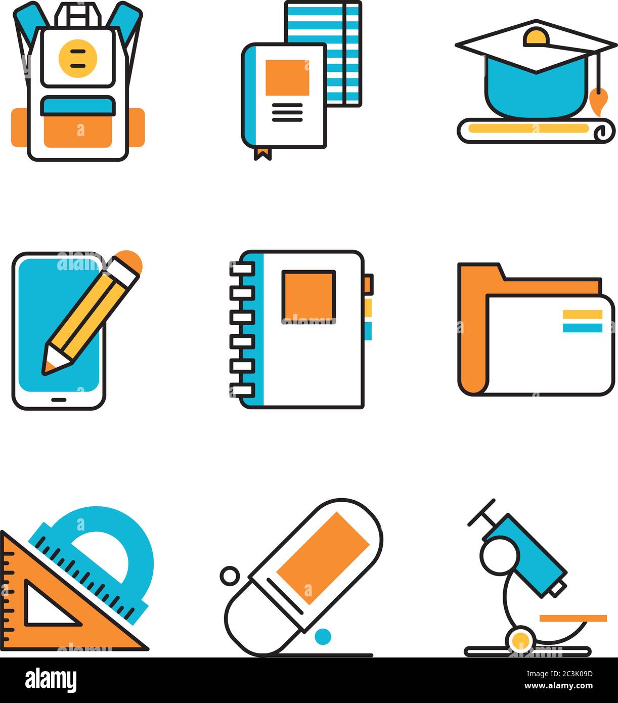 bundle of school supplies set icons vector illustration design Stock ...