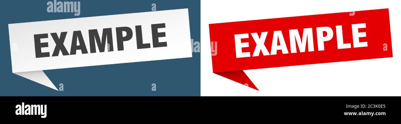example banner. example speech bubble label set. example sign Stock Vector