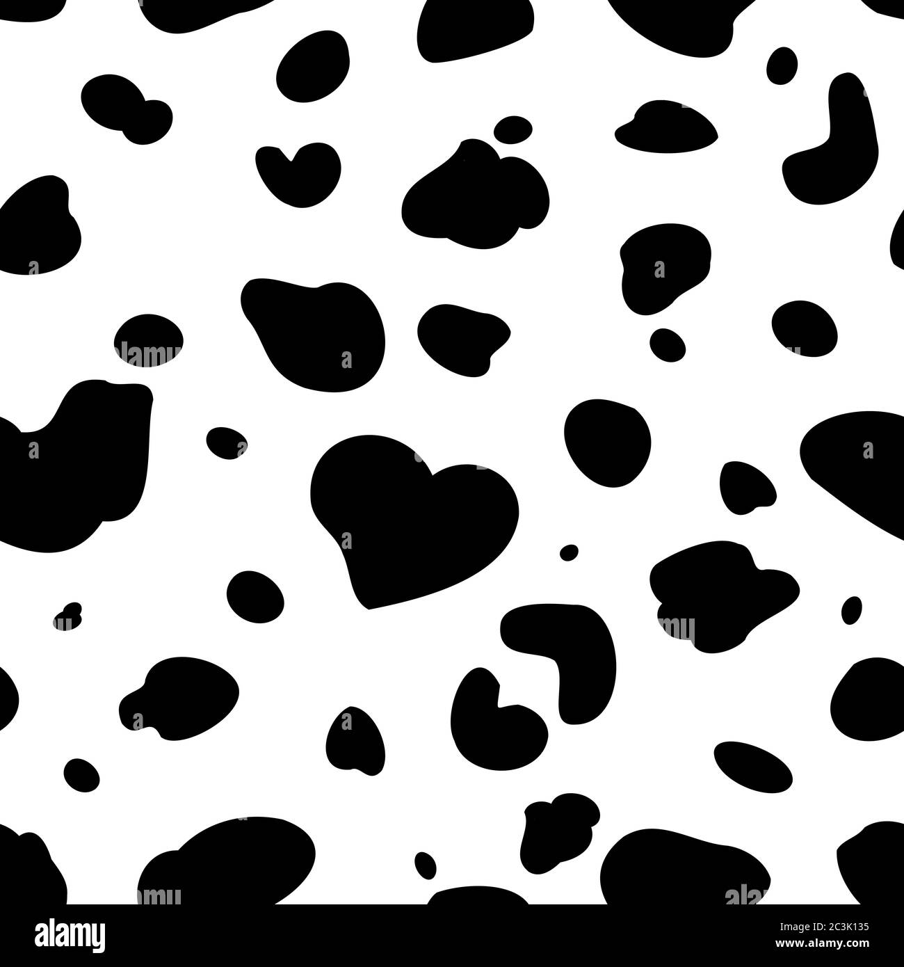 Dalmatian dog seamless pattern, black spot background, vector illustration Stock Vector