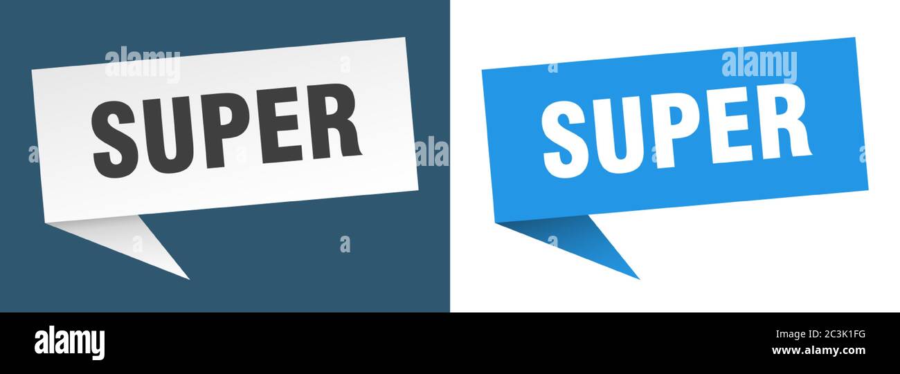 super banner. super speech bubble label set. super sign Stock Vector ...